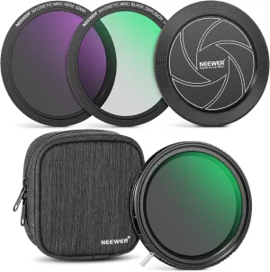 NEEWER 82mm Versatile Magnetic ND Filter Kit (1-9 Stops), 2 in 1 Variable ND2-ND32&CPL(Circular Polarising) ND32 Black Diffusion 1/4 Filter Set with Lens Cap, Water Repellent Bag