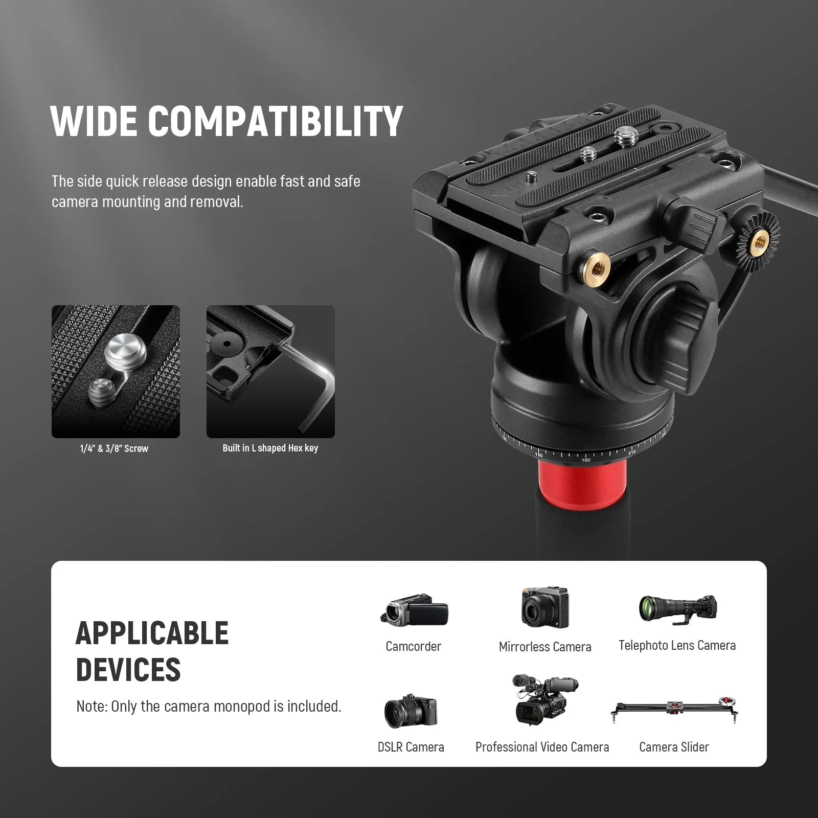 NEEWER TP71 71.6" 182cm Pro Camera Monopod