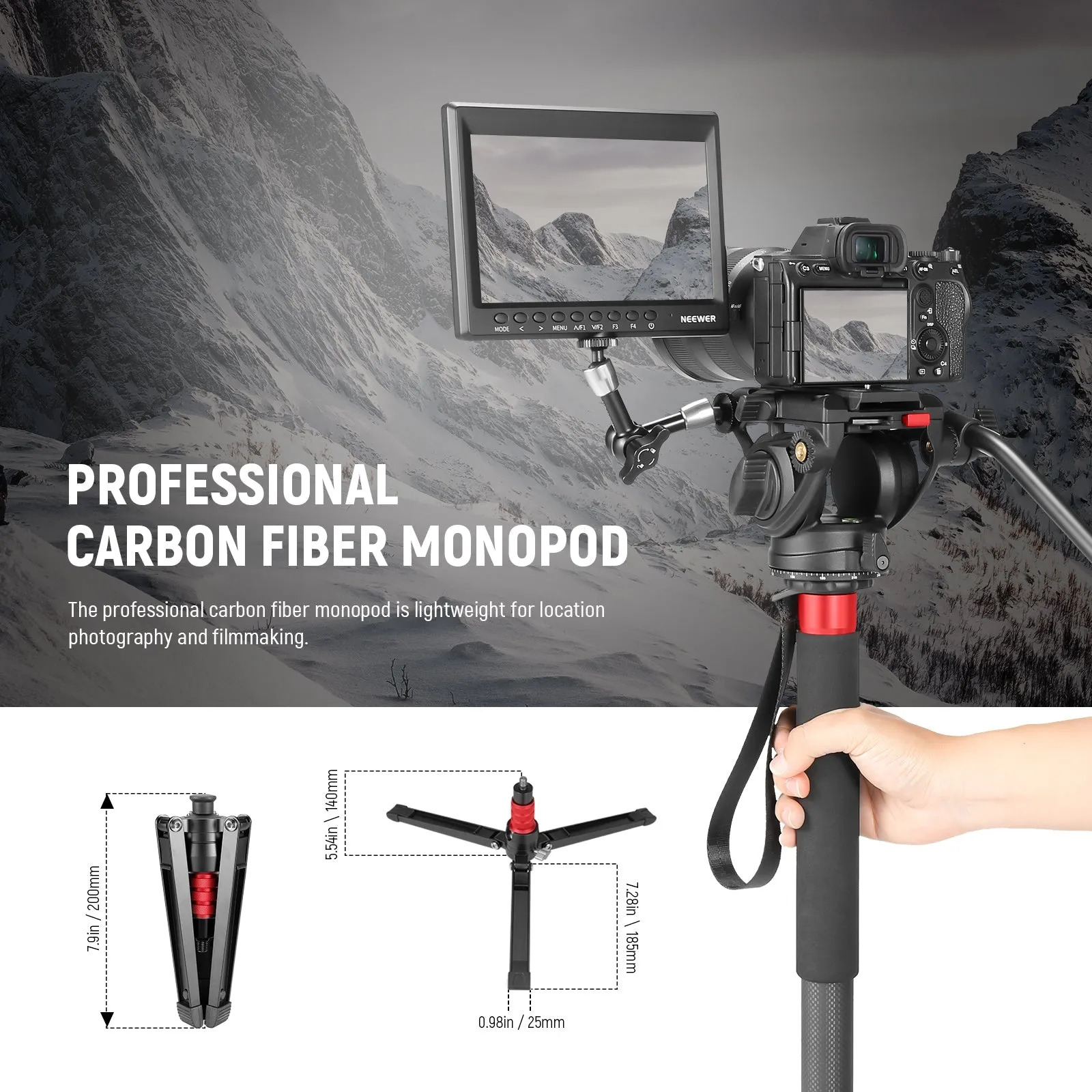 NEEWER TP71 71.6" 182cm Pro Camera Monopod