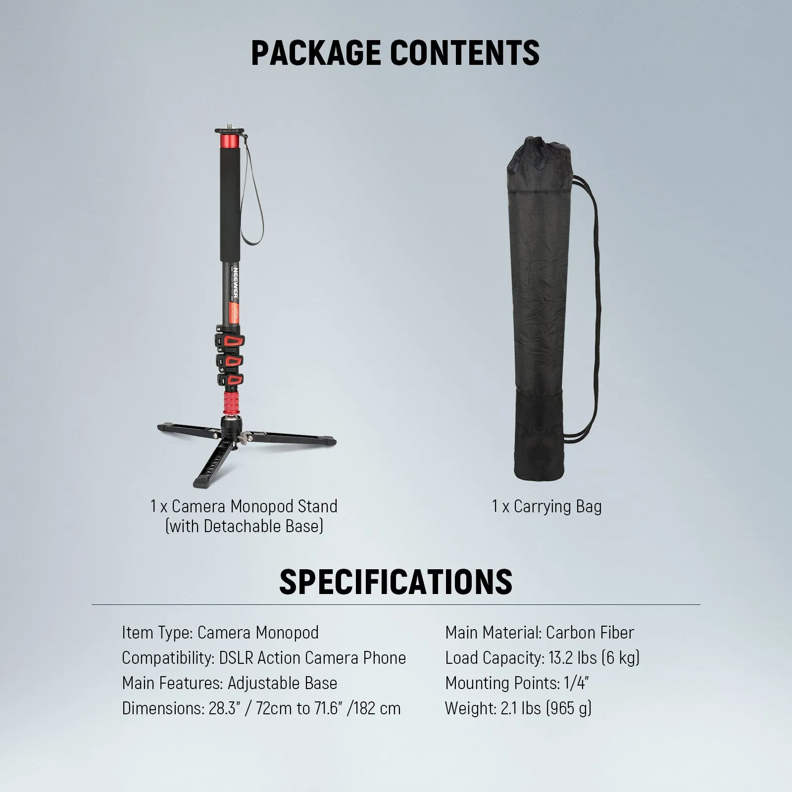 NEEWER TP71 71.6" 182cm Pro Camera Monopod
