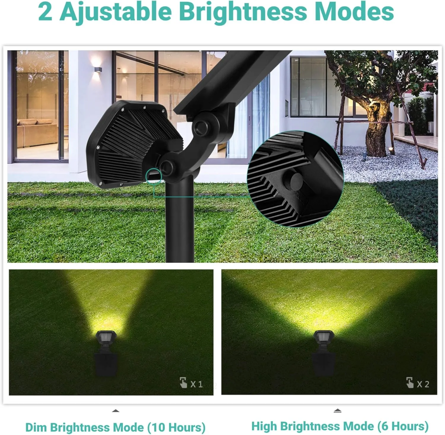 Nekteck Solar Lights Outdoor,10 LED Landscape Spotlights Powered Wall Lights 2-in-1 Adjustable Security Decoration Lighting for Yard Garden Walkway Porch Pool Driveway (4Pack, Warm White)