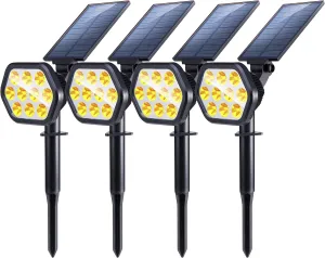 Nekteck Solar Lights Outdoor,10 LED Landscape Spotlights Powered Wall Lights 2-in-1 Adjustable Security Decoration Lighting for Yard Garden Walkway Porch Pool Driveway (4Pack, Warm White)
