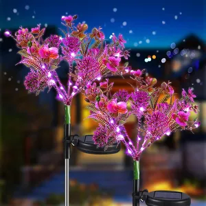 Neporal Garden Solar Lights Outdoor Waterproof IP65, 2PK Phalaenopsis Solar Flowers Solar Garden Lights Waterproof for Patio Decor, Yard Decor,Gardening Gifts for Women