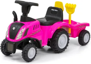 New Holland T7 Tractor Cart for Children 1-3 Years Old Pink with Interactive Steering Wheel