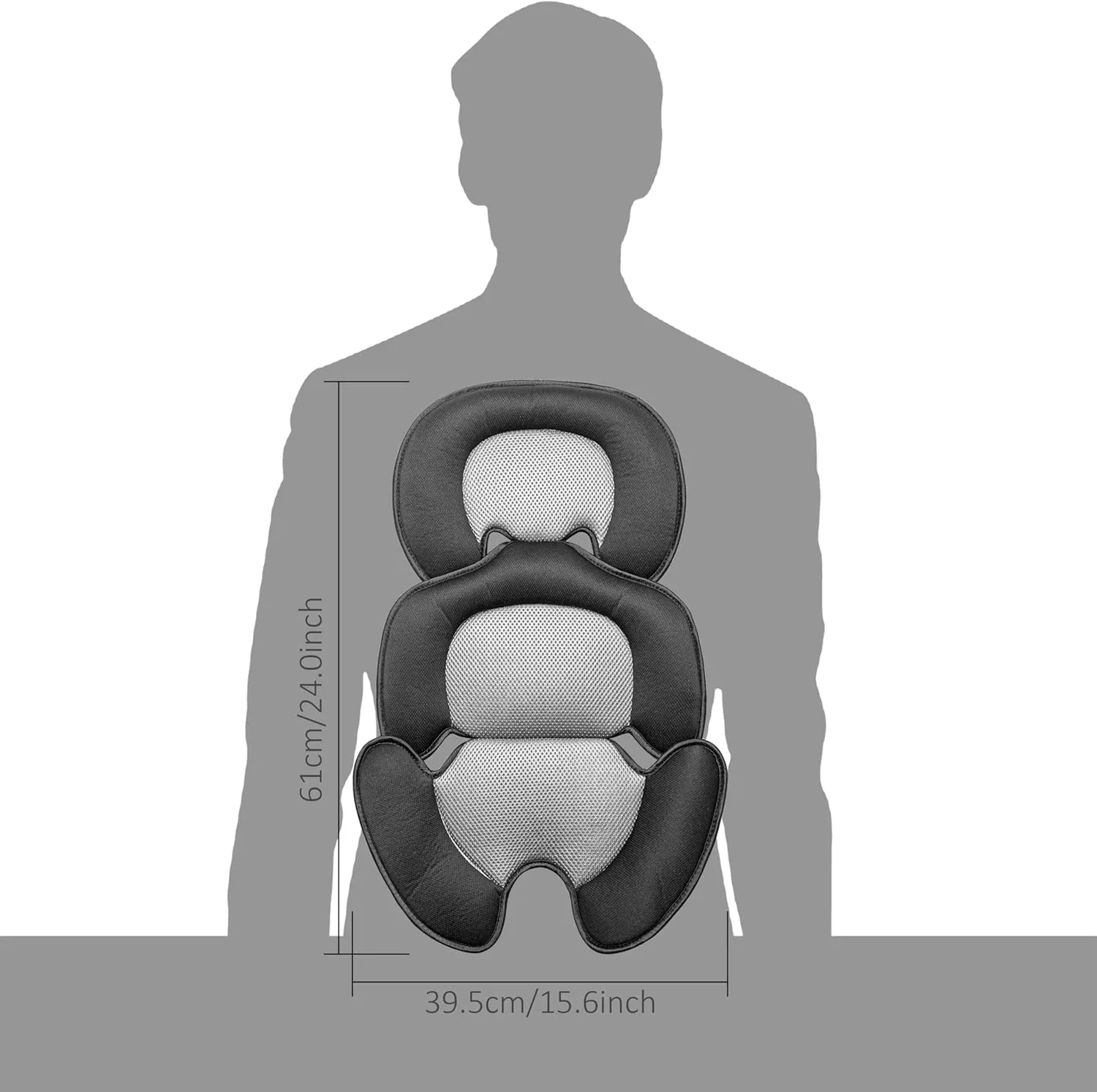Newborn Baby Support Cushion Infant Insert 3D Mesh Breathable Liner Compatible with Stroller, Car seat, High Chair Etc (Black)