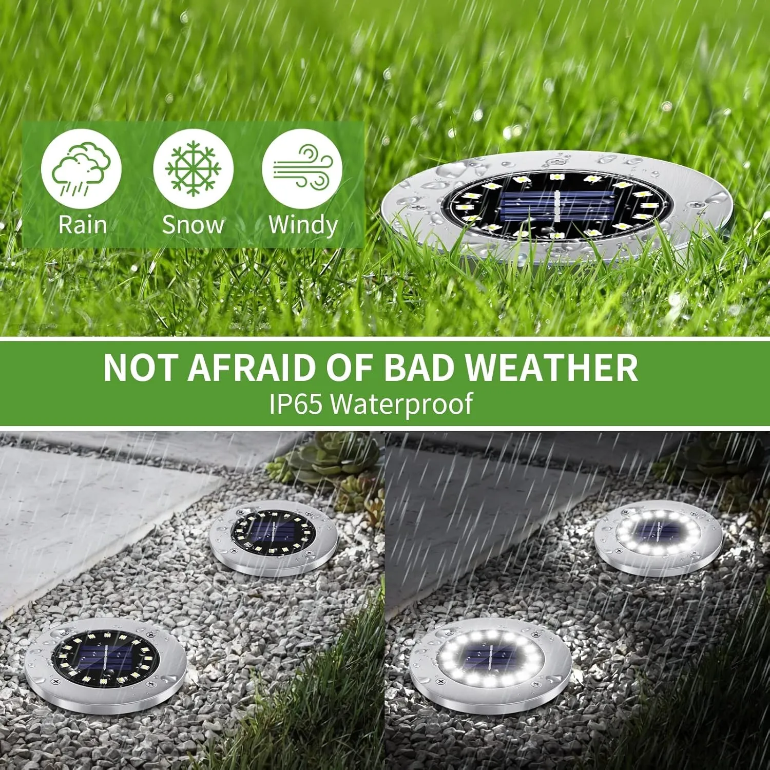NFESOLAR Solar Lights Outdoor with 16 LEDs, Bright Solar Ground Lights Outdoor Waterproof for Yard Garden Lawn Walkway Driveway (White 8 Pack)