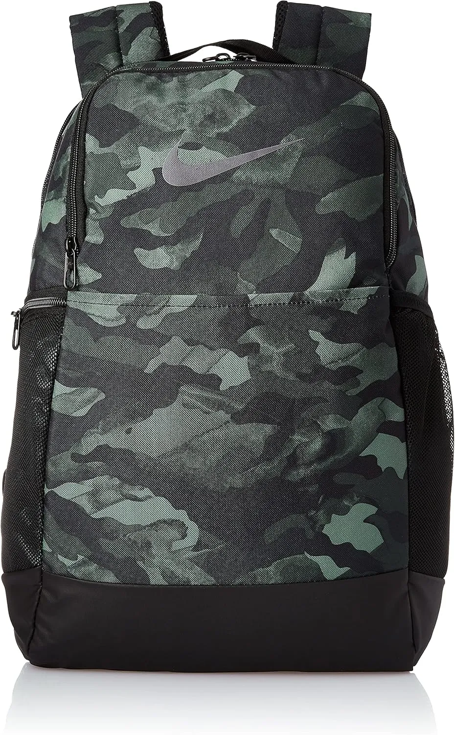 Nike Brasilia 9.0 All Over Print Medium Backpack, BA6334-077 (Light Solar Flare Heather/Black/Metallic Cool Grey)