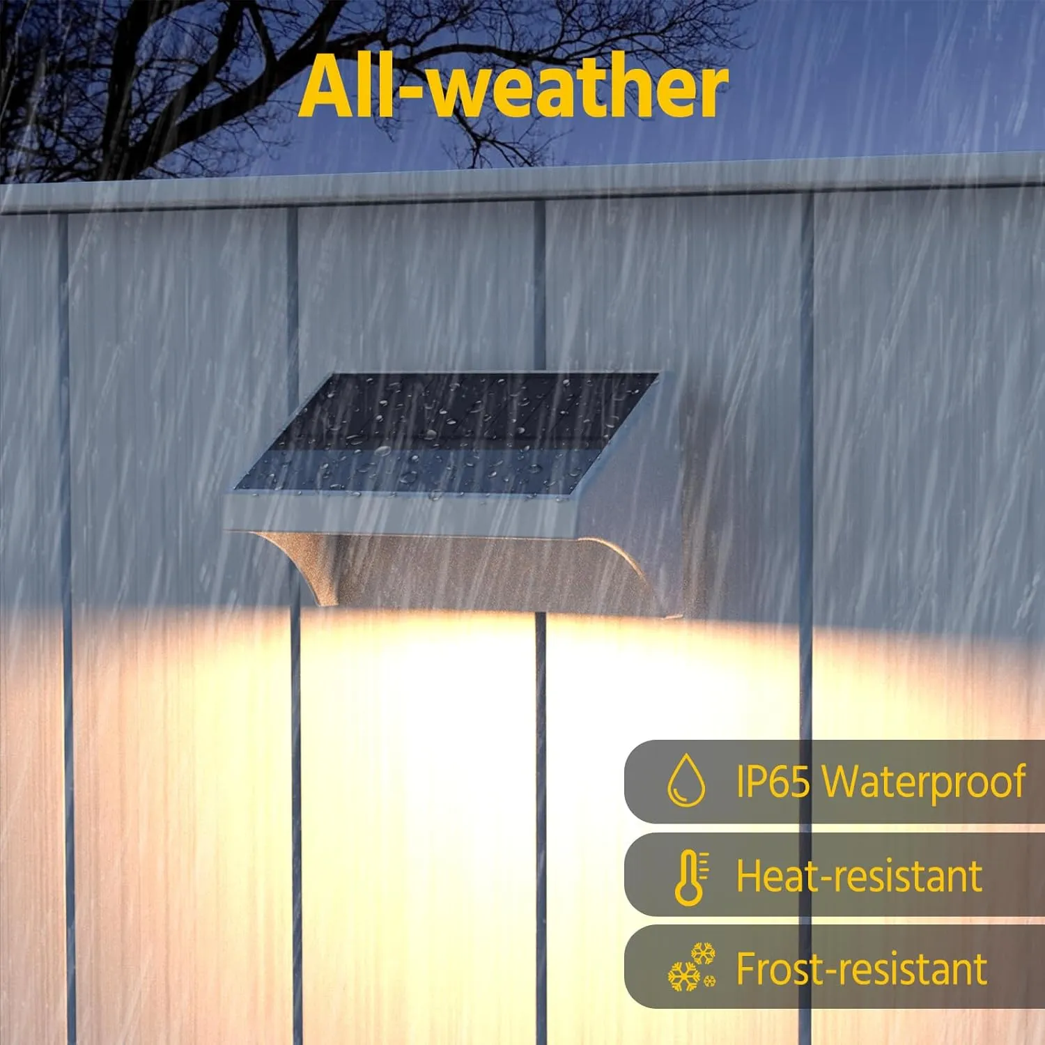 NIORSUN Outdoor Solar Lights for Fence,Solar Fence Light with Warm White/Cool White/RGB Mode,Bigger Size and Brighter 1500mAh,Fence Solar Lights for Fence,Deck Railing,Stair,Patio,Wall,White 6 Pack