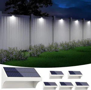 NIORSUN Outdoor Solar Lights for Fence,Solar Fence Light with Warm White/Cool White/RGB Mode,Bigger Size and Brighter 1500mAh,Fence Solar Lights for Fence,Deck Railing,Stair,Patio,Wall,White 6 Pack