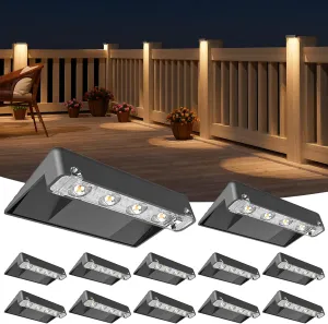 NIORSUN Solar Deck Lights Outdoor 12 Pack, IP65 Waterproof Large Size LED Stair Lights with Lenses, Auto ON Off Warm White Step Lights for Outside, Deck, Patio, Fence, Yard, Pathway and Railing Decor