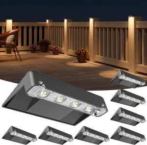 NIORSUN Solar Deck Lights Outdoor 8 Pack, IP65 Waterproof Large Size LED Stair Lights with Lenses, Auto ON Off Warm White Step Lights for Outside, Deck, Patio, Fence, Yard, Pathway and Railing Decor