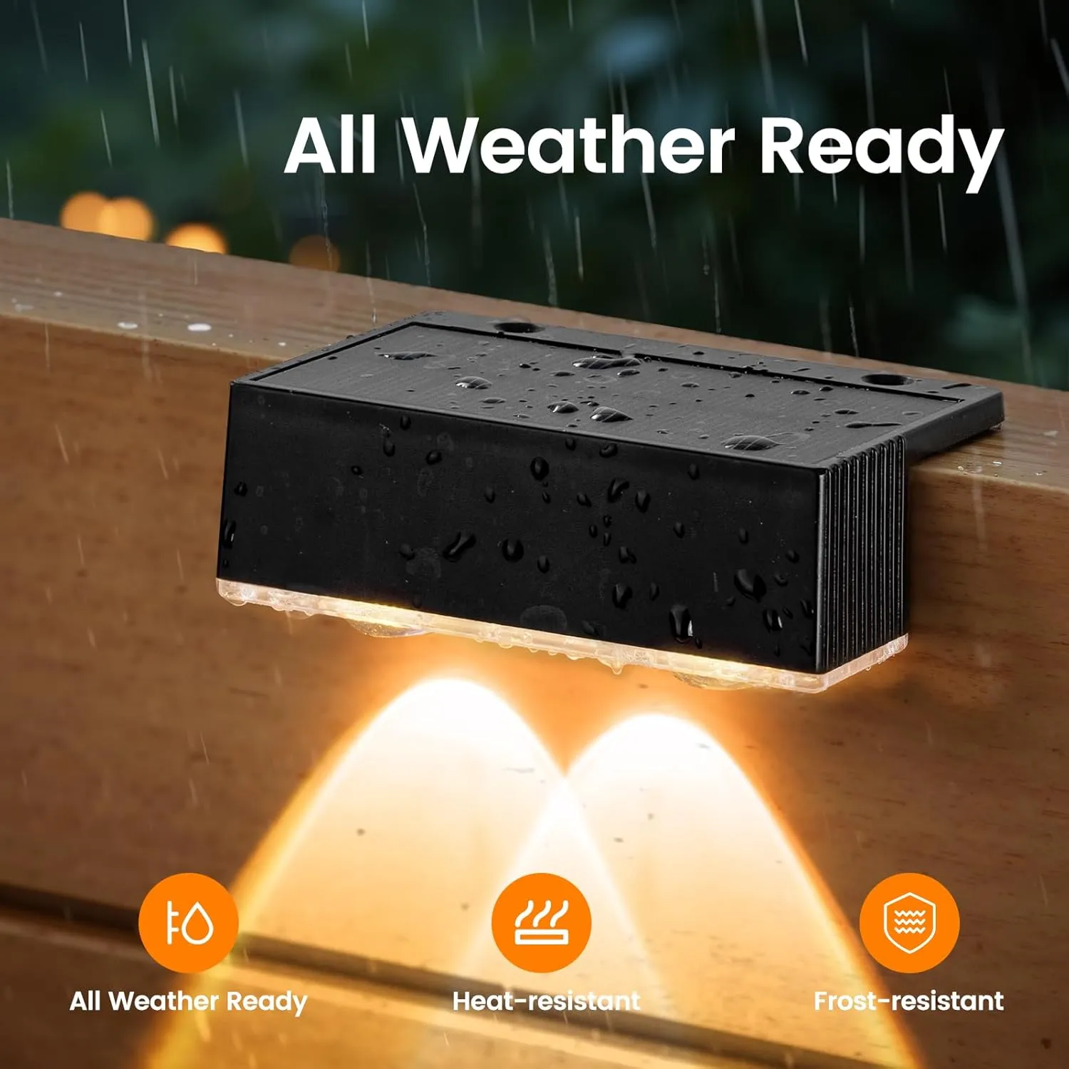 NIORSUN Solar Fence Lights,6 Pack Deck Light,Led Outdoor Lights Warm White   RGB Wall Lights,IP45 Solar Powered Light Waterproof for Backyard/Pool/Railing/Patio/Porch/Step/Outside/Garden (Black)