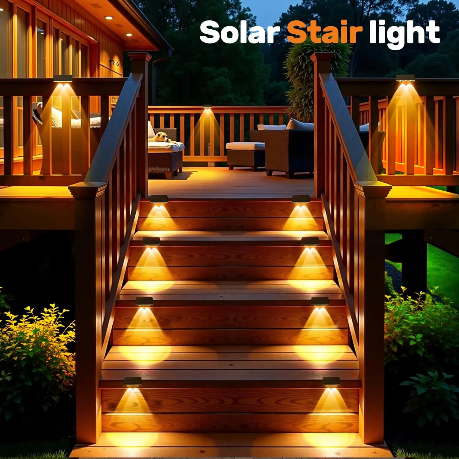 NIORSUN Solar Fence Lights,6 Pack Deck Light,Led Outdoor Lights Warm White   RGB Wall Lights,IP45 Solar Powered Light Waterproof for Backyard/Pool/Railing/Patio/Porch/Step/Outside/Garden (Black)