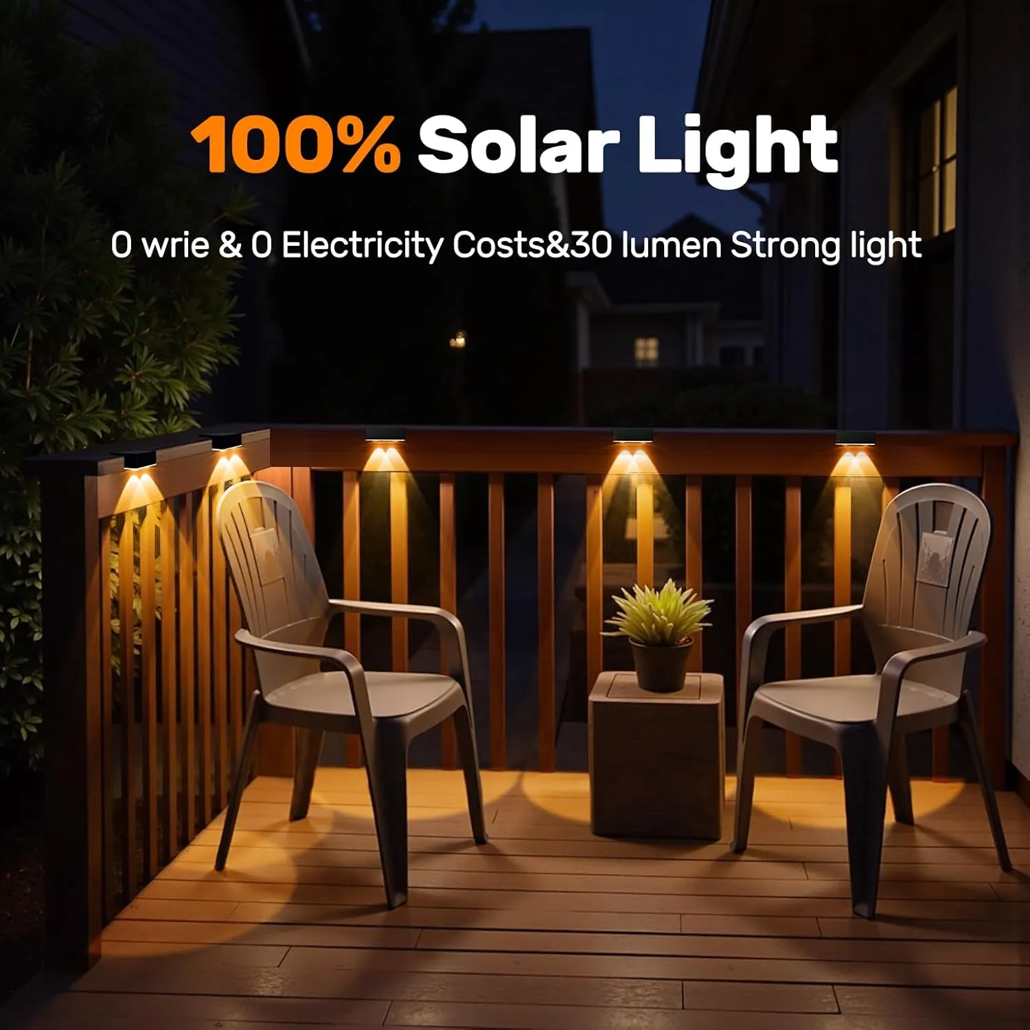 NIORSUN Solar Fence Lights,6 Pack Deck Light,Led Outdoor Lights Warm White   RGB Wall Lights,IP45 Solar Powered Light Waterproof for Backyard/Pool/Railing/Patio/Porch/Step/Outside/Garden (Black)