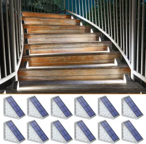 NIORSUN Solar Step Lights for Outside,12 Pack Cool White Solar Stair Lights Outdoor Waterproof IP67 Auto On Off,Solar Lights for Steps,Stair,Patio,Yard,Porch,Front Door,Sidewalk,Deck Decor