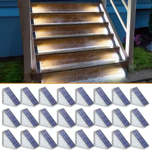 NIORSUN Solar Step Lights for Outside,24 Pack Cool White Solar Stair Lights Outdoor Waterproof IP67 Auto On Off,Solar Lights for Steps,Stair,Patio,Yard,Porch,Front Door,Sidewalk,Deck Decor