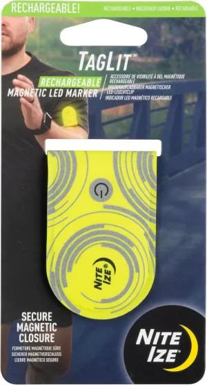 Nite Ize TagLit Rechargeable Magnetic LED Marker - Safety Light - Durable LED Tag Light for Running & Walking at Night - Rechargeable & Magnetic Safety Gear - Yellow