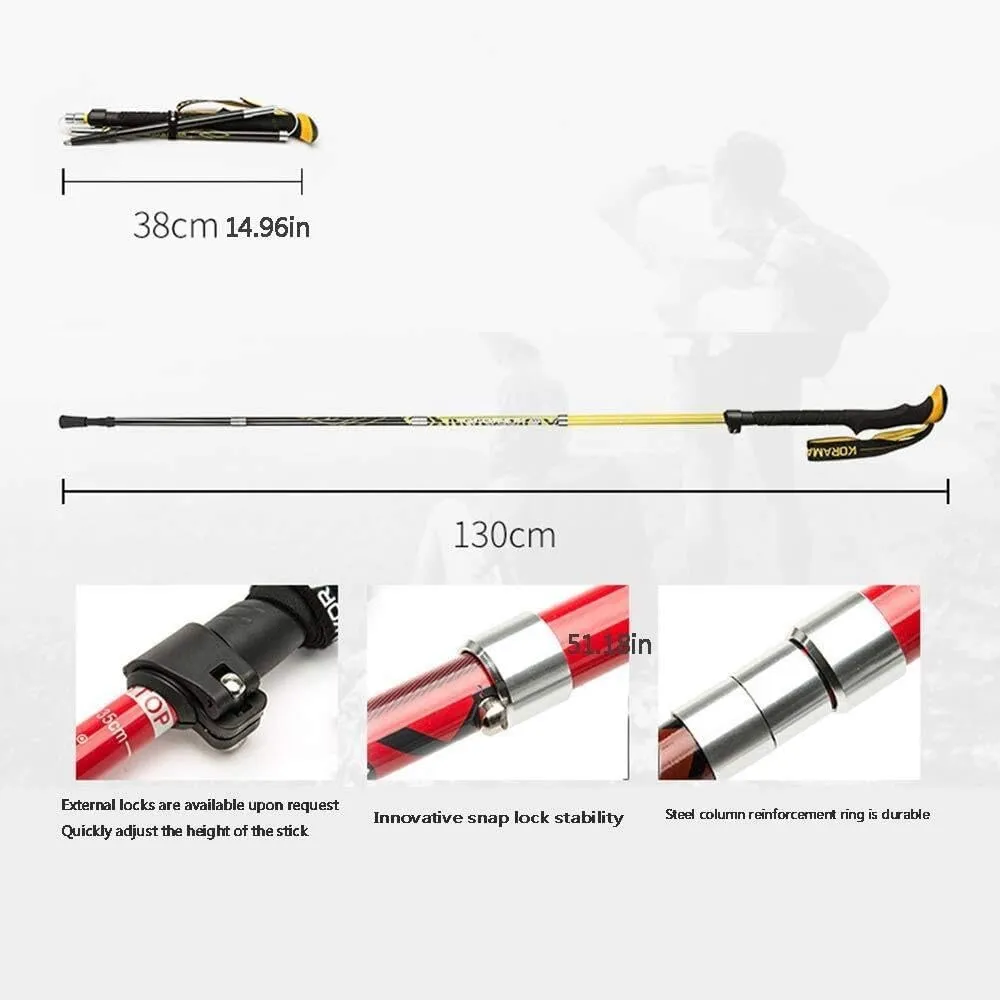Nordic Walking Trekking Poles - Antishock & Quick Lock System, Telescopic Collapsible Ultralight for Hiking, Camping, Backpacking & Walking