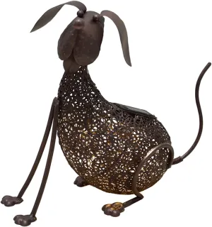 Oakland Living AZ650255-DOG-HB Dog Animal Solar Light Statue, Hammer Tone Bronze