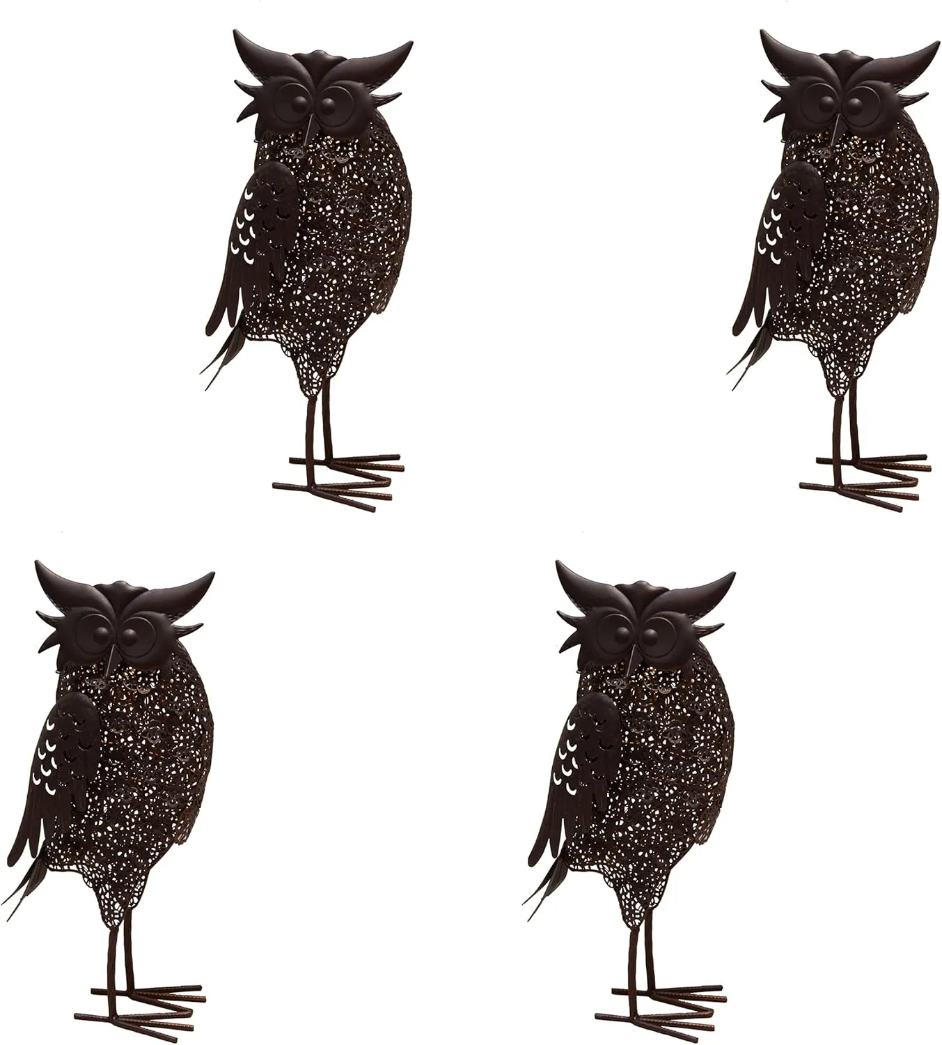 Oakland Living AZ650259-OWL-4-HB Owl Animal Solar Light Statue, Hammer Tone Bronze