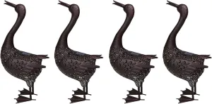 Oakland Living AZ650261-DUCK-4-HB Duck Animal Solar Light Statue, Hammer Tone Bronze
