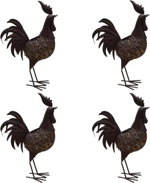 Oakland Living AZ650262-ROOSTER-4-HB Rooster Animal Solar Light Statue, Hammer Tone Bronze