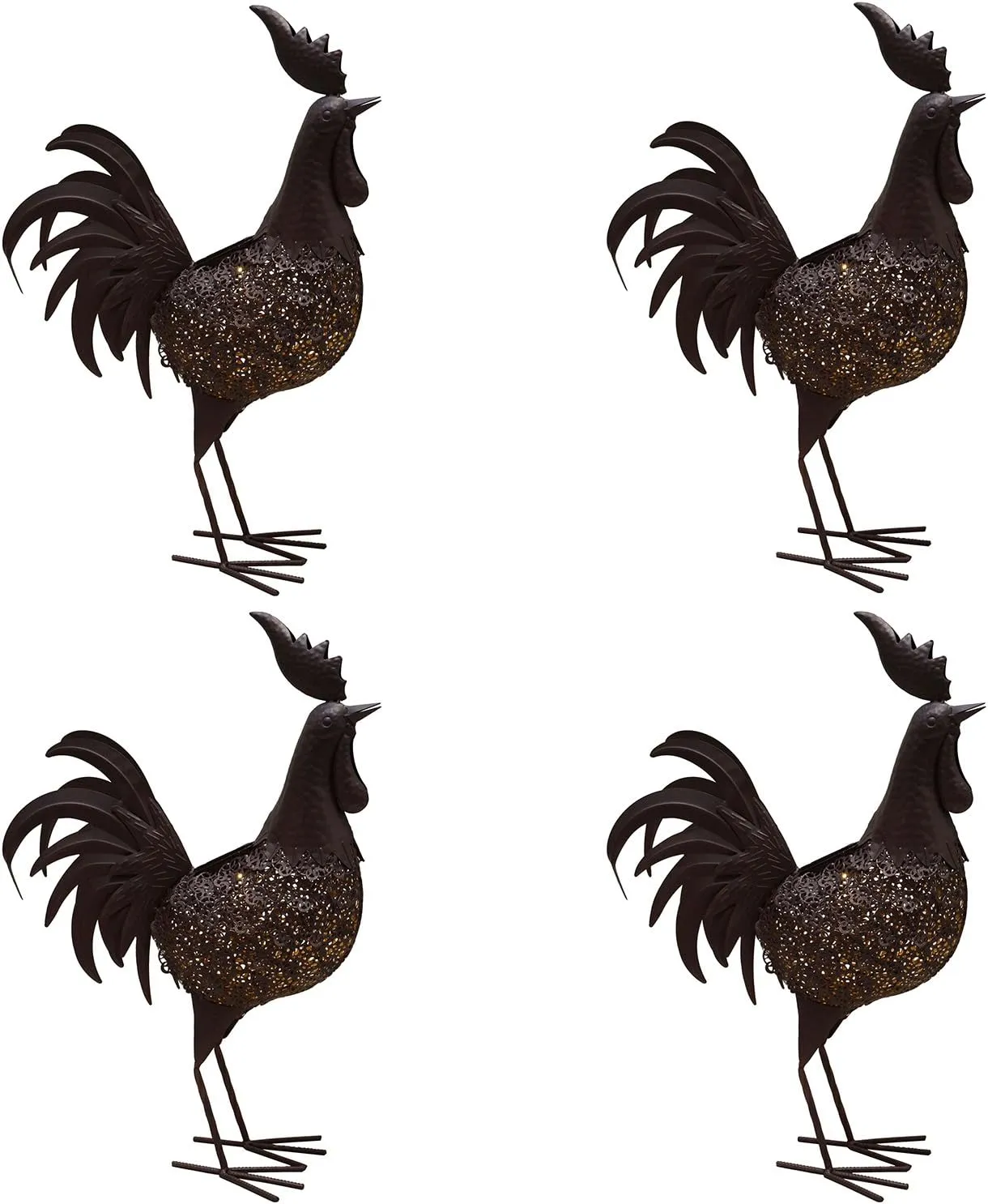 Oakland Living AZ650262-ROOSTER-4-HB Rooster Animal Solar Light Statue, Hammer Tone Bronze