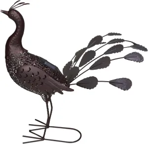 Oakland Living AZ650264-PEACOCK-HB Peacock Animal Solar Light Statue, Hammer Tone Bronze