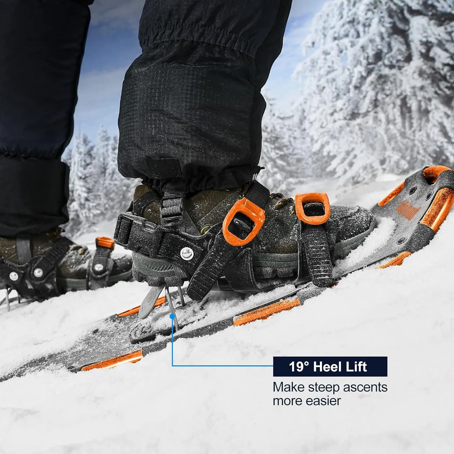 Odoland 21/25/30 Inch Snowshoes with Trekking Poles for Men Women Youth, Waterproof Snow Leg Gaiters and Carrying Bag, Lightweight Aluminum, Heel Lift, Snow Shoes Easy to Wear