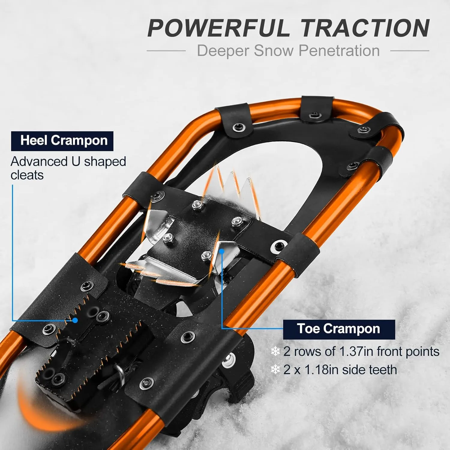 Odoland 21/25/30 Inch Snowshoes with Trekking Poles for Men Women Youth, Waterproof Snow Leg Gaiters and Carrying Bag, Lightweight Aluminum, Heel Lift, Snow Shoes Easy to Wear