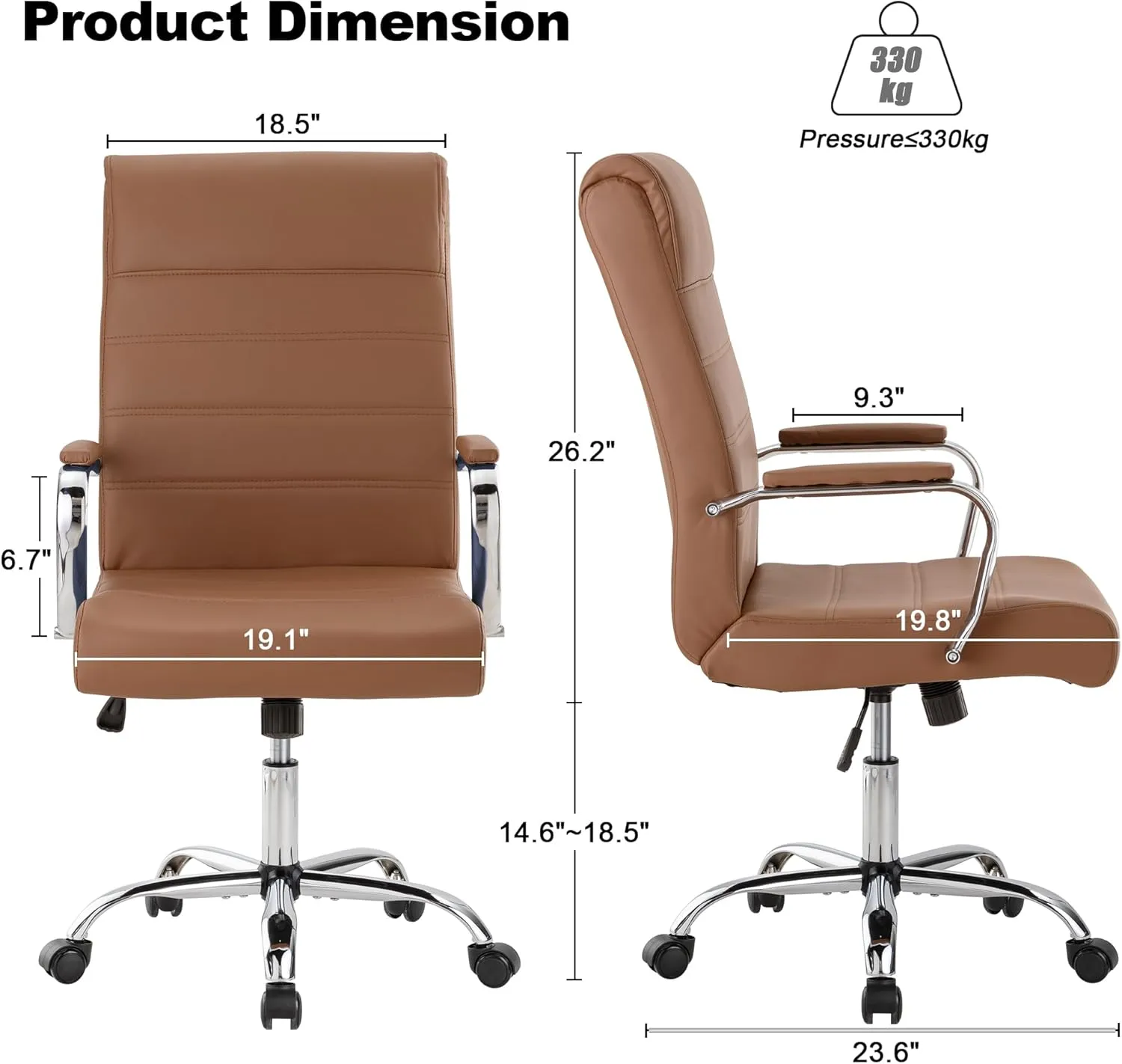 Office Desk Chair,Modern Leather Conference Room Chairs,High Back Ergonomic Home ofiice Chair,Adjustable Height Swivel Executive Computer Chairs with Padded Seat and Armrest (Brown)