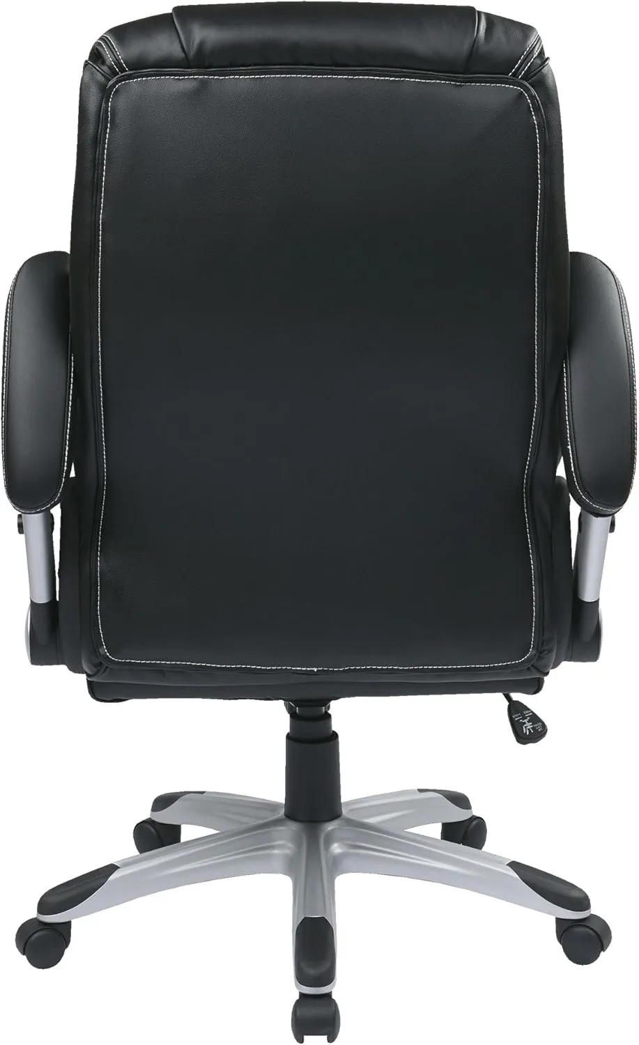 Office Star ECH Series High Back Executive Bonded Leather Office Chair with Adjustable Padded Flip Arms, Black with Silver Coated Base