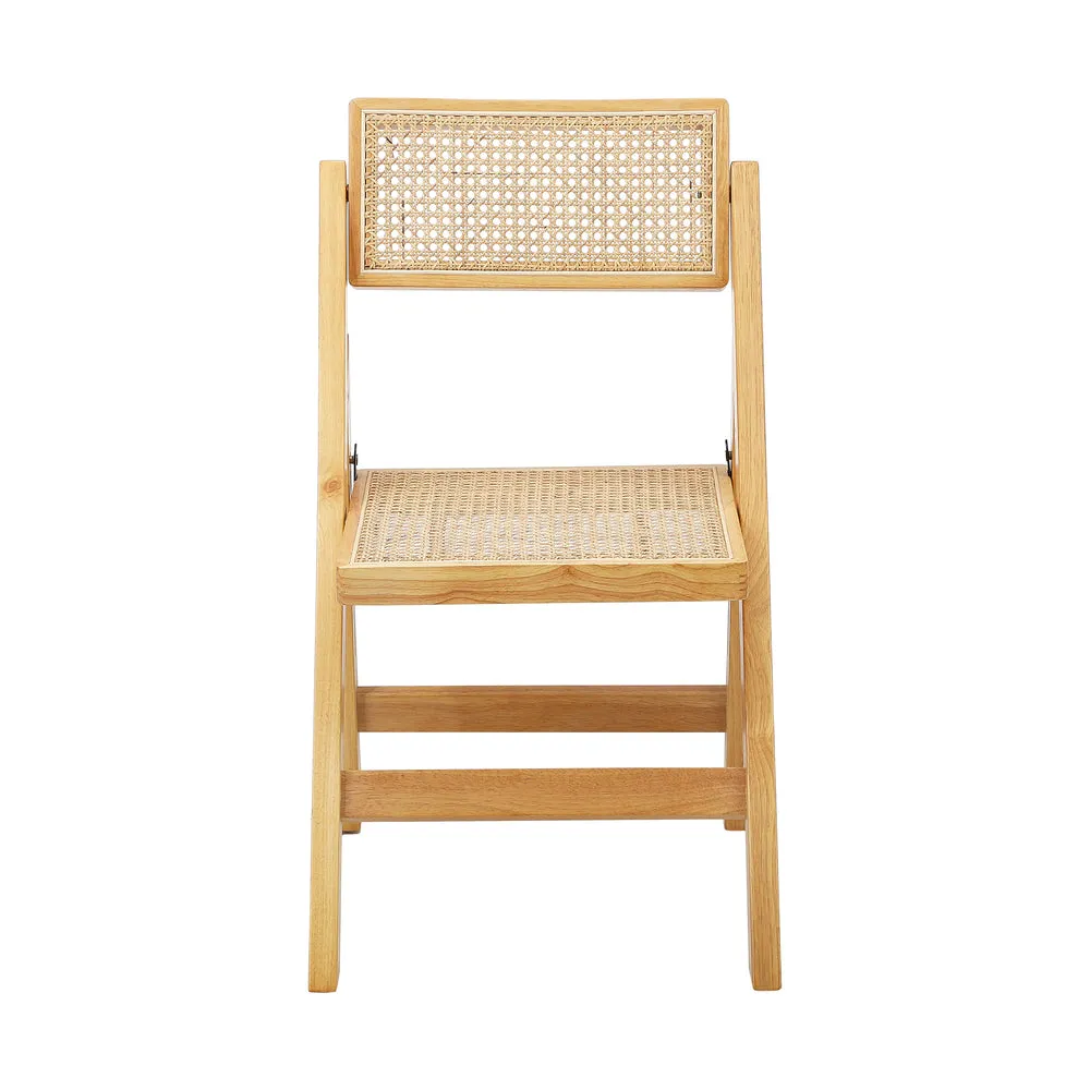Oikiture 4x Dining Chairs Folding Rattan Chair Wooden