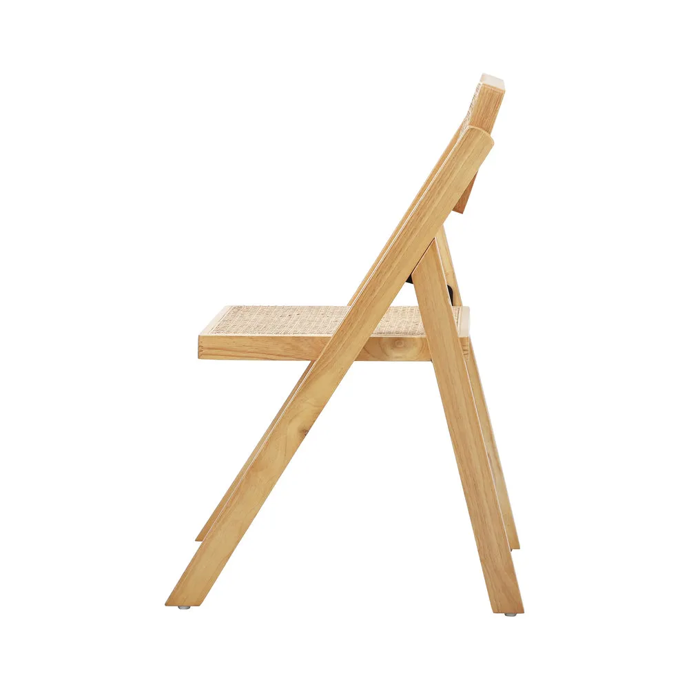 Oikiture 4x Dining Chairs Folding Rattan Chair Wooden