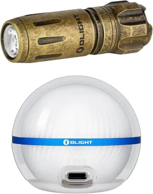 OLIGHT I1R 2 Pro Eos 180 Lumens EDC Rechargeable Keychain Flashlight Bundle with Sphere C Smart Night Light Rechargeable USB-C Nursery Night Lamp