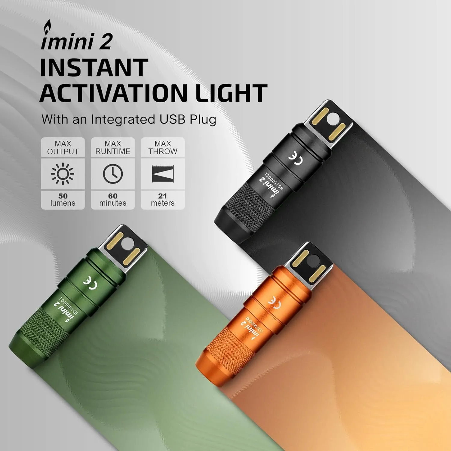 OLIGHT IMINI 2 EDC Rechargeable Keychain Flashlight, 50 Lumens Compact and Portable Mini LED Keyring Lights with Built-in Battery Ideal for Everyday Carry and Emergencies (OD Green)