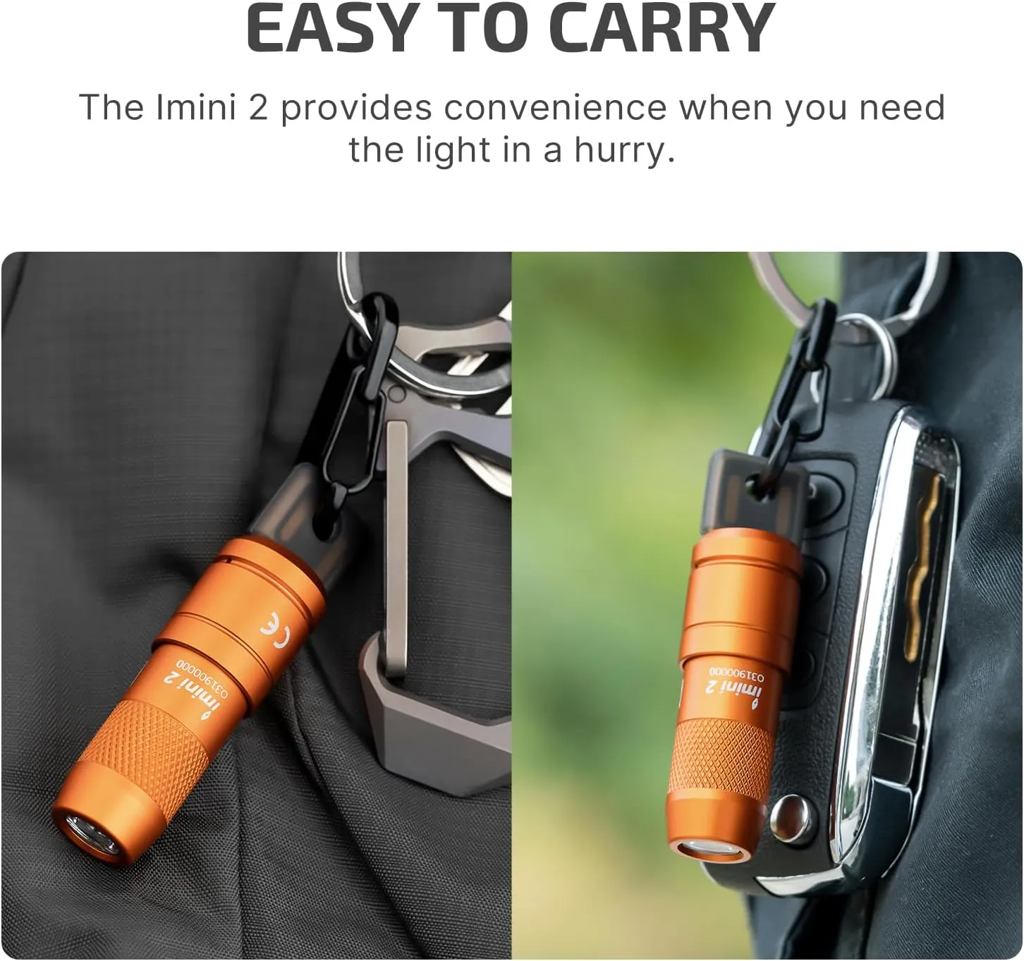 OLIGHT IMINI 2 EDC Rechargeable Keychain Flashlight, 50 Lumens Compact and Portable Mini LED Keyring Lights with Built-in Battery Ideal for Everyday Carry and Emergencies (Orange)