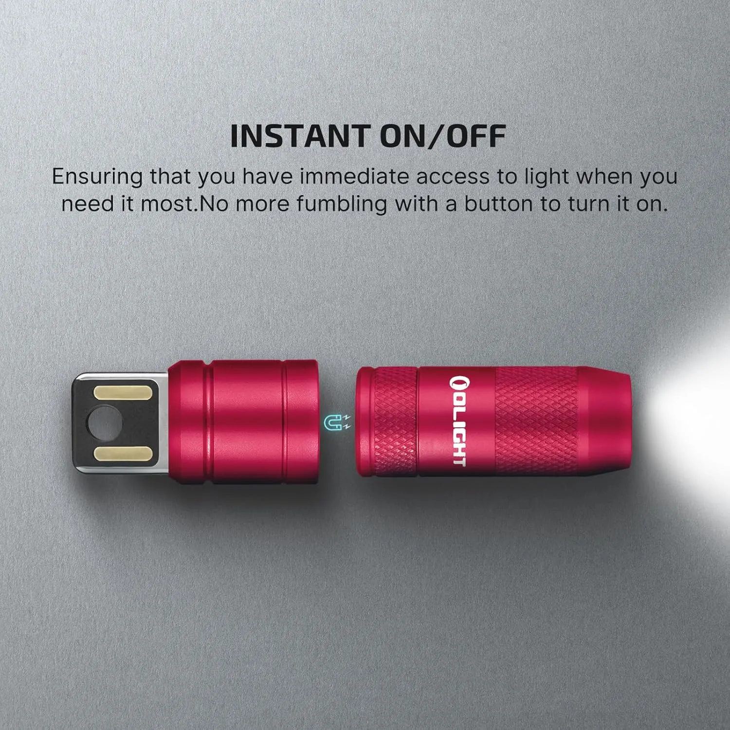 OLIGHT IMINI 2 EDC Rechargeable Keychain Flashlight, 50 Lumens Compact and Portable Mini LED Keyring Lights with Built-in Battery Ideal for Everyday Carry and Emergencies (Passionate Red)