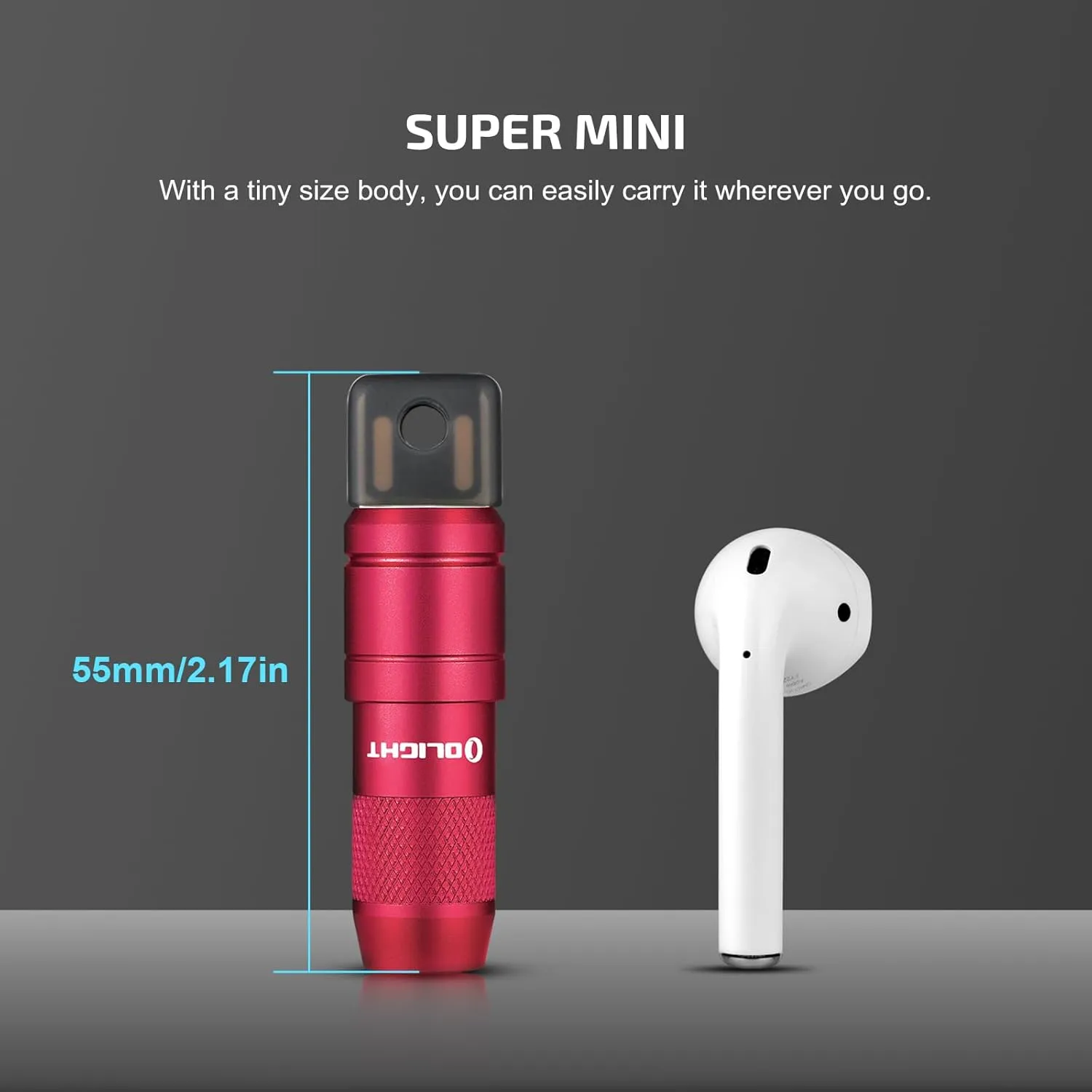 OLIGHT IMINI 2 EDC Rechargeable Keychain Flashlight, 50 Lumens Compact and Portable Mini LED Keyring Lights with Built-in Battery Ideal for Everyday Carry and Emergencies (Passionate Red)