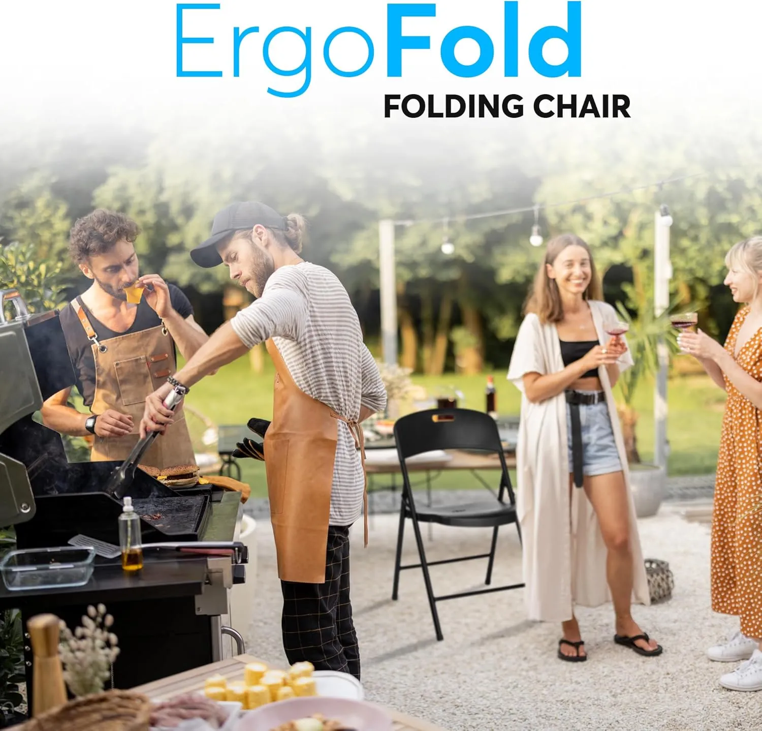 Oline Folding Chair, Indoor Outdoor Plastic Commercial Stackable Foldable Guest Chairs for Events Office Wedding Party Picnic Kitchen Dining, 350lb Capacity (Black, 6 Pack)