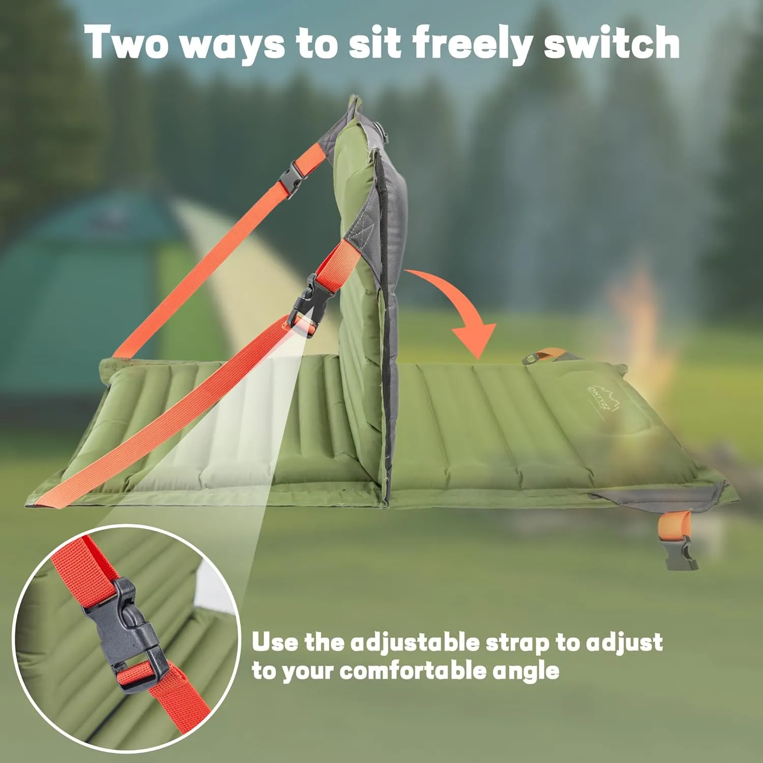 ONTYZZ Inflatable Portable Stadium Seat Waterproof Cushion with Backrest Lightweight Padded Seat Cushion for Camping