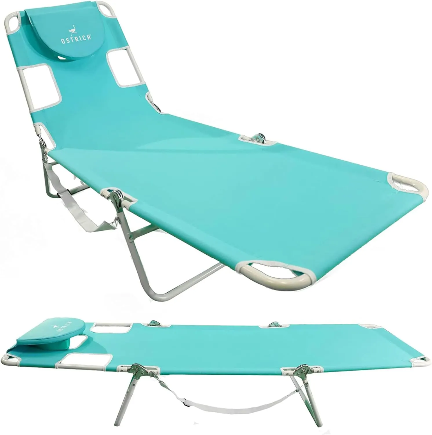 Ostrich 72 by 22 Inch Versatile Chaise Lounge Portable Reclining Lounger, Outdoor Patio, Beach, Lawn, Camping, or Pool Tanning Chair, Aqua