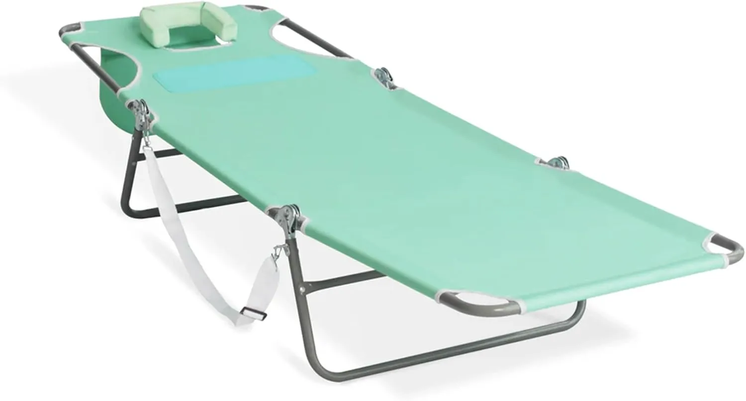 Ostrich Ladies Comfort Lounger, Foldable Beach Camping Pool Tanning Chair, Aqua