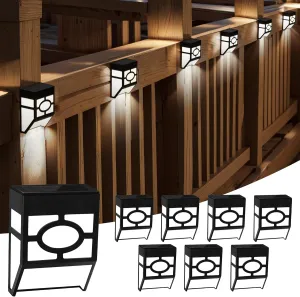 Otdair LED Solar Fence/ Deck Lights Outdoor Waterproof for Garden, Post, Patio, Step, Stair, Pathway and Yard, 8 Pack, White