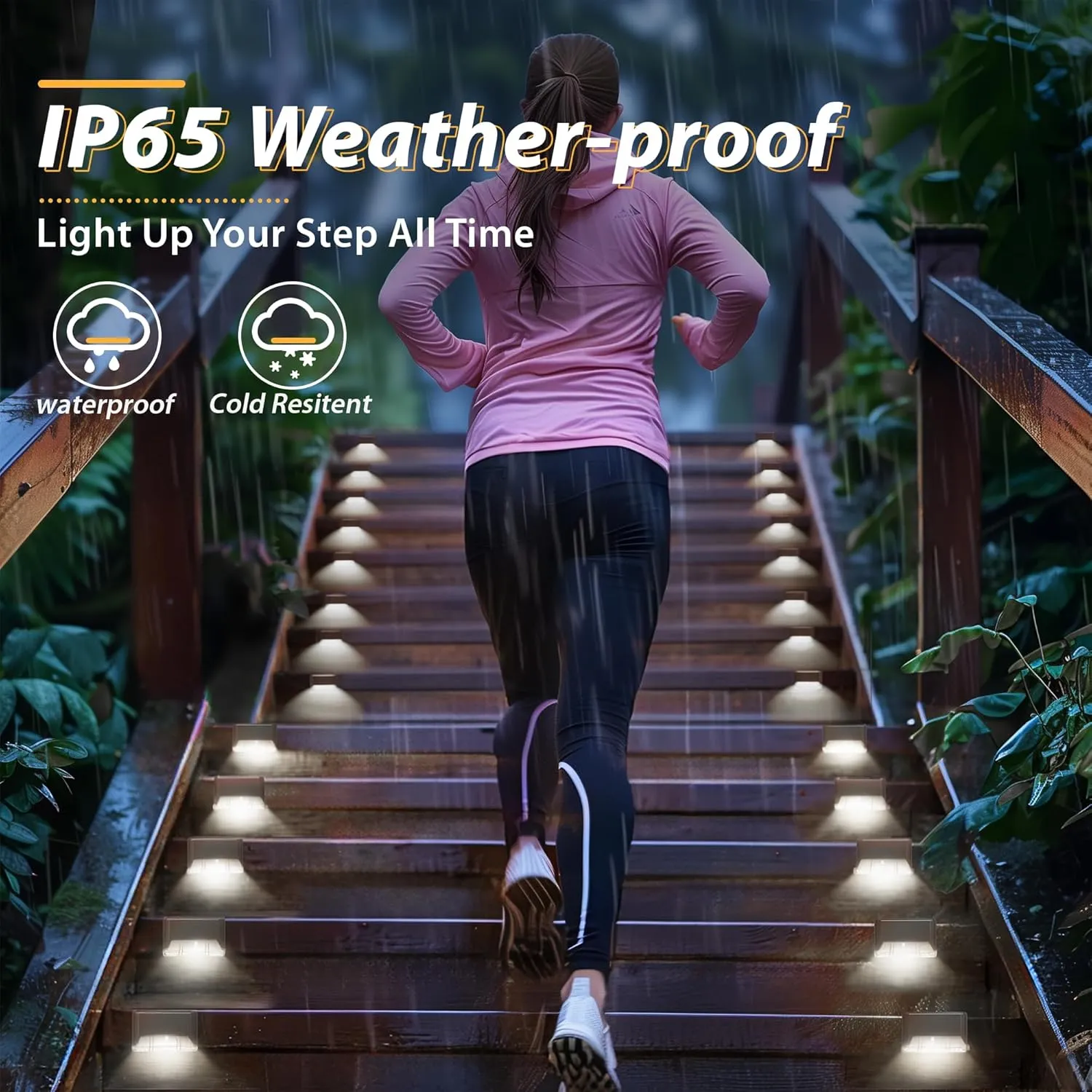 Otdair Solar Deck Lights - 16 Waterproof LED Solar Step Lights for Deck, Stairs, Yard, Patio, and Pathway (Cold White)