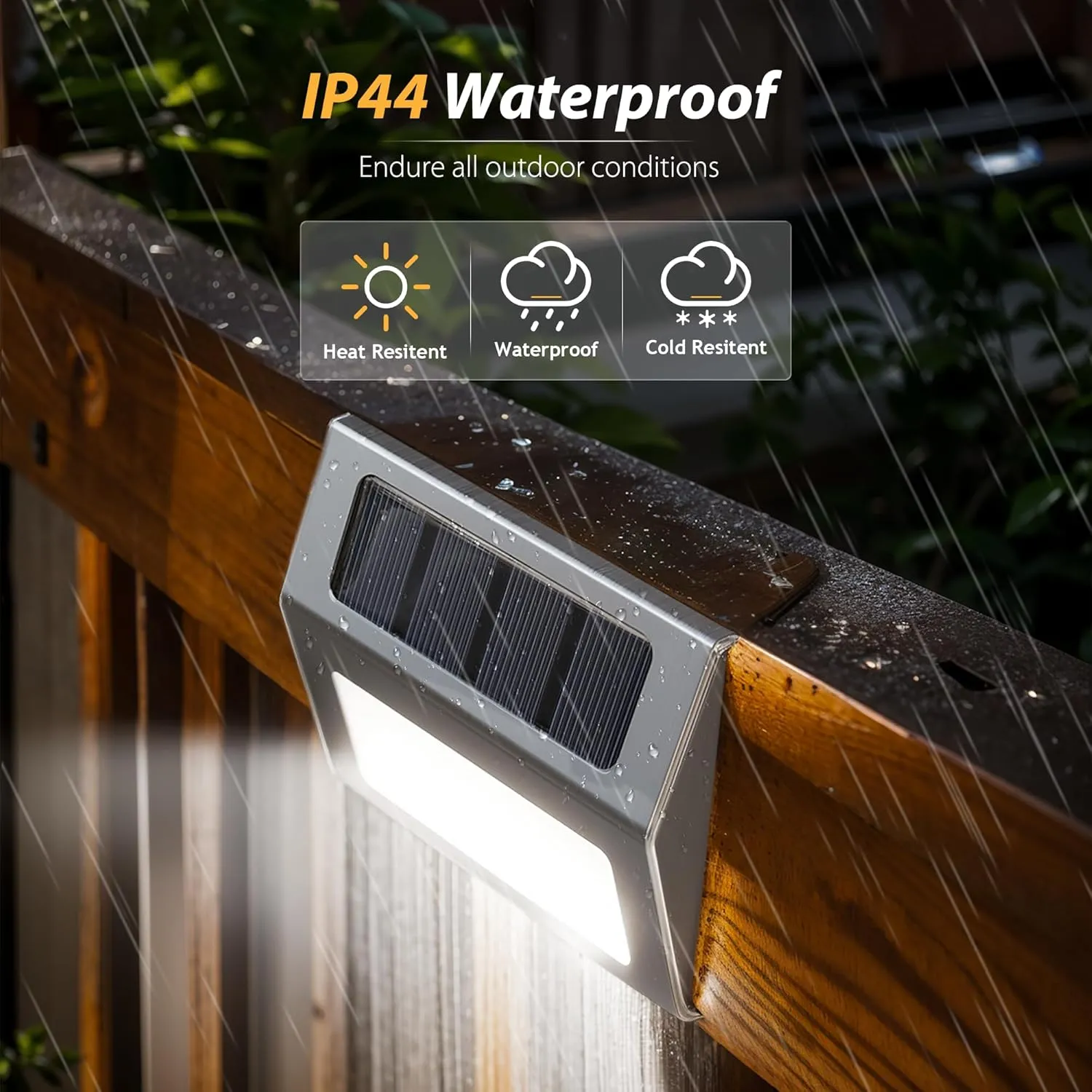 Otdair Solar Lights Outdoor Waterproof, Solar Fence Lights Auto On/Off, Bright LED Outdoor Lighting for Fence, Patio, Deck, Garden, Pathway