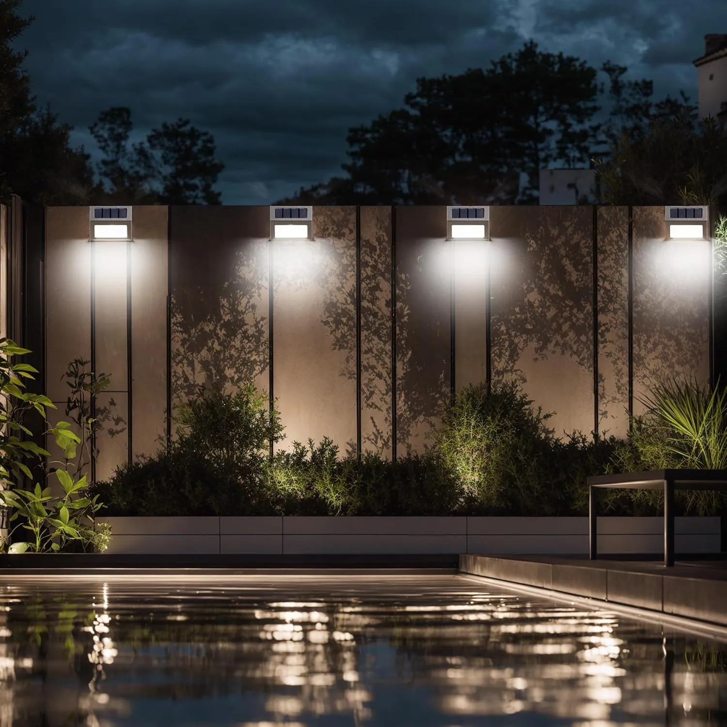 Otdair Solar Lights Outdoor Waterproof, Solar Fence Lights Auto On/Off, Bright LED Outdoor Lighting for Fence, Patio, Deck, Garden, Pathway