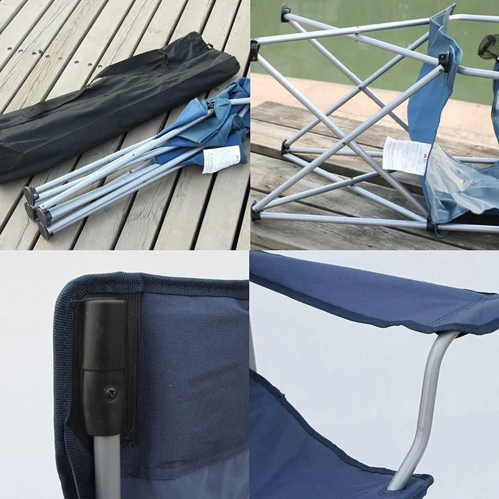 Outdoor Camp Chairs, Padded Camping Chairs Outdoor Folding Armchair with Cup Holder Beach Fishing Chair Portable Leisure High Backrest Chair Lawn Chairs Adults(Black)
