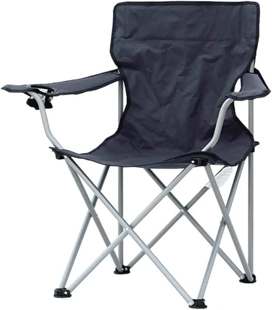 Outdoor Camp Chairs, Padded Camping Chairs Outdoor Folding Armchair with Cup Holder Beach Fishing Chair Portable Leisure High Backrest Chair Lawn Chairs Adults(Black)