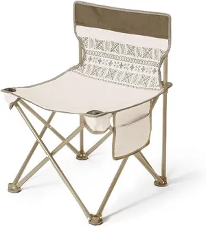 Outdoor Camping Chair with Side Pockets and Sturdy Steel Frame - Backpack Beach Chair for Camping, Lawn, Sports and Fishing